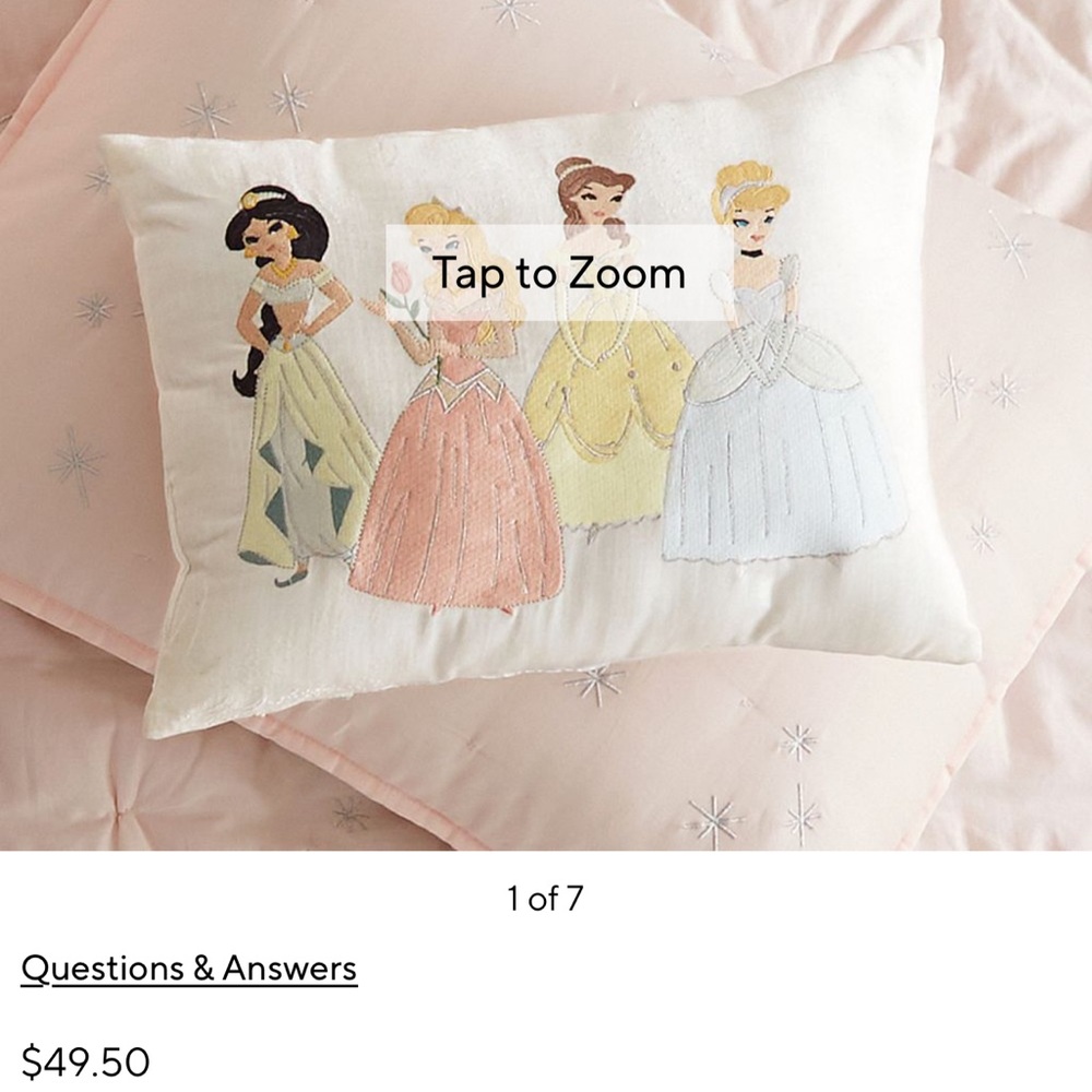 POTTERY BARN KIDS DISNEY Princess-Themed Light Pink Bedding Set - Picture 15 of 16